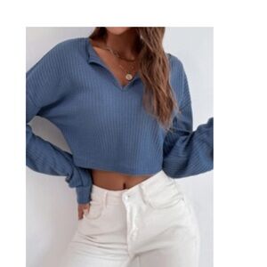 Blue crop top, M, SHEIN